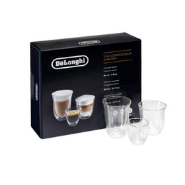 DeLonghi Coffee Connoisseur Glasses (set of 6): 2 Espresso, 2 Cappuccino, 2 Latte Macchiato
