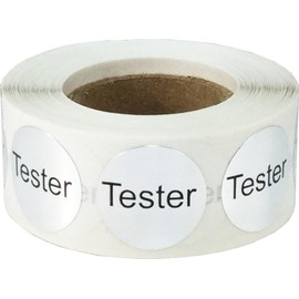 Cosmetic Tester Labels Metallic Silver 3/4 Inch 500 Adhesive Stickers