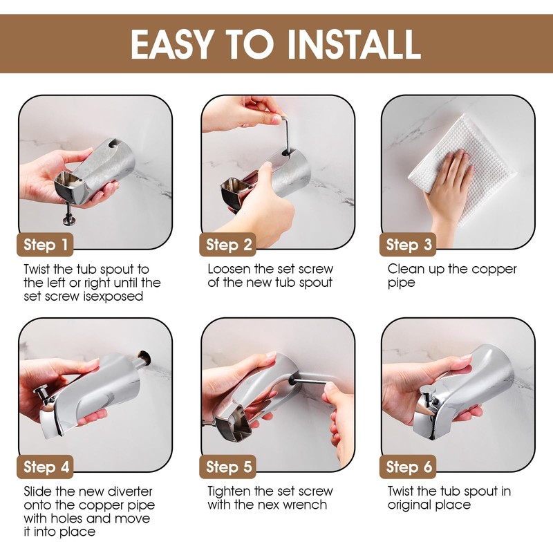 Tub Spout with Diverter,Easy to Install Bathtub Faucet，American Standard Tub