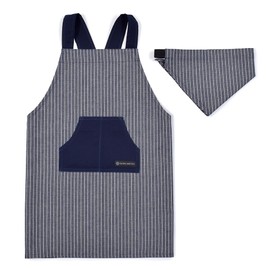 COLORFUL CANDY STYLE Children's Apron Boys Just Put On Back Cross Triangle Scarf Set 100-120 Pinstripe Indigo N7901810