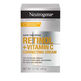 Neutrogena Rapid Tone Repair Retinol + Vitamin C Correcting Cream, Tone Evening Face & Neck Cream with Retinol & Hyaluronic Acid for Dark Spots, Fine Lines & Wrinkles, 1.7 oz
