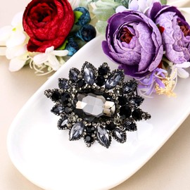 EVER FAITH Women's Rhinestone Crystal Elegant Sunflower Brooch Black Black-Tone
