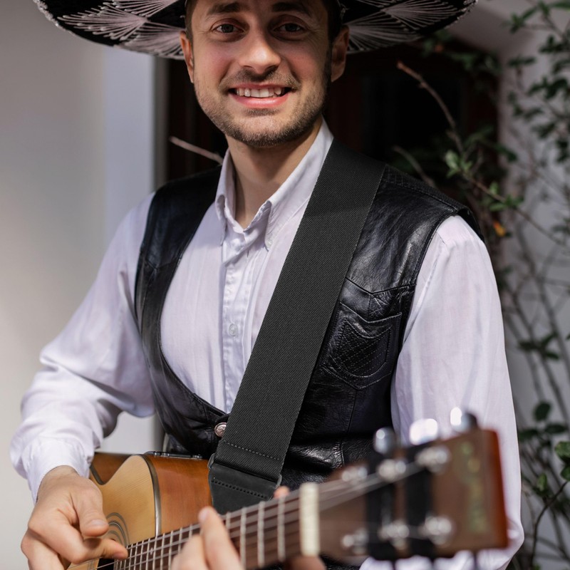 Nefelibata Guitar Strap,2.3" Thickened Solid Color Cotton Guitar Straps with