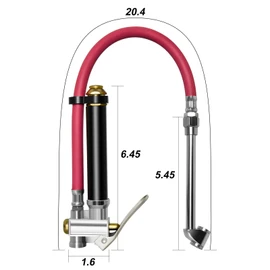 MEANLIN Measure URE - Inflador de neumáticos de alta resistencia con medidor de presión de 120 PSI, manguera de 15 pulgadas y herramientas de válvula de neumático para camión, motocicleta, bicicleta