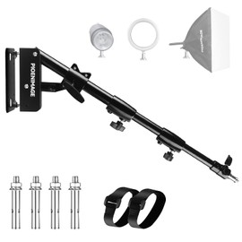 PIOENIMAGE 42" Wall Mount Triangle Boom Arm, Retractable Ring Light Mount, Wall Mount for Softbox, Ring Light, Photography Strobe Light, Monolight, Support 170° Rotation