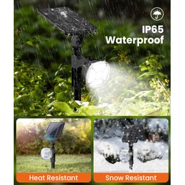 ALFIOT Solar Lights Outdoor Waterproof,36 LEDs Garden Light Solar Powered Auto On/Off,2-in-1 Solar Spot Flood Lights for Outside Landscape Yard Patio Cool White 4 Pack