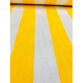 Sofia Striped Fabric 4cm Wide White Stripe Curtain Upholstery Home Decor Table Runner Material - 140cm Wide (1 Metre, Yellow)