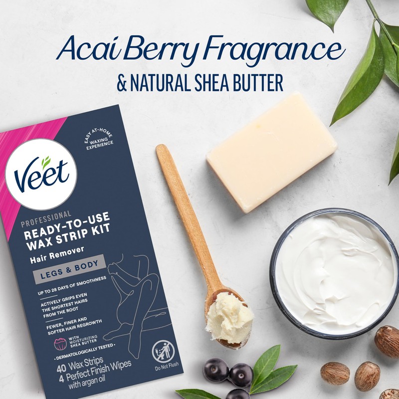 VEET Sugar Wax Strips For Women's Body Hair Removal, Bikini