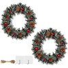 2Pcs Artificial Christmas Wreath with 1 Rope and 2 Hooks,