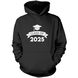Class of 2025 Graduation Cap - Kids Unisex Hoodie - Leavers Leaving School Gift Good Luck 12-13 Years Black