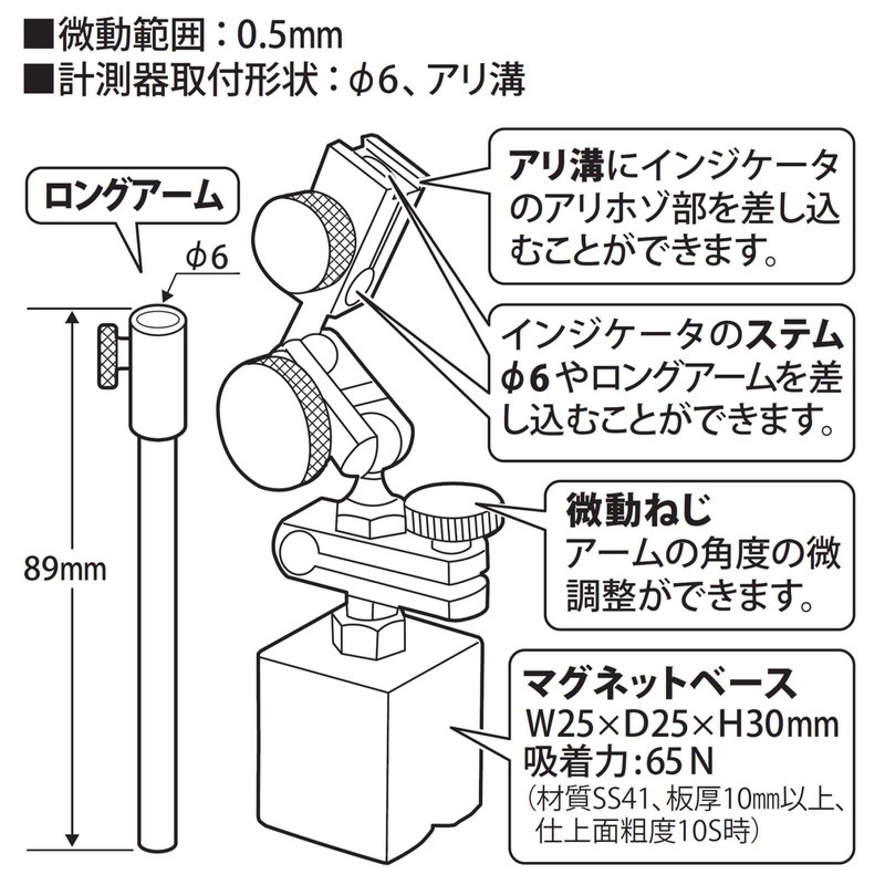 Niigata Seiki SK Mini Magnet Base with Micro Movement 65N