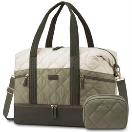 LOVEVOOK Travel Duffle Bag, Lightweight Weekender Bags for Women with Shoe Compartment, Puffer Gym Bag Personal Item Travel Bag, Quilted Carry On Overnight Bags and Hospital Bag for Labor and Delivery