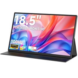 qaf Portable Monitor 18.5 inch, 100HZ 1080P 100% sRGB, Ultra-Slim & Lightweight Frameless FHD IPS HDR Gaming Display, Travel Second Monitor for Laptop with VESA & Speakers, Black