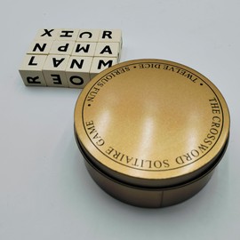 Focushine Crossword Solitaire Game Word Dice Twelve Letters with Case for Travel and Cumping (Gold)