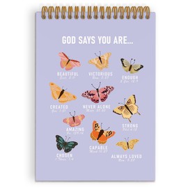 QLMX Purple Christian Butterfly Top Spiral Notebook, God Says You Are Journal Notebook, Purple Bible Notebooks for School, Christian Inspirational Office Supplies Gifts for Women Teen Girls, 5.5x8.3
