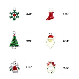 24 Pcs Christmas Assorted Enamel Charm Pendant Xmas Tree Snowflake Bell Garland Christmas Stockings Santa Dangle Pendants for Necklace Bracelet Earring Anklet DIY Jewelry Making Crafting Accessories