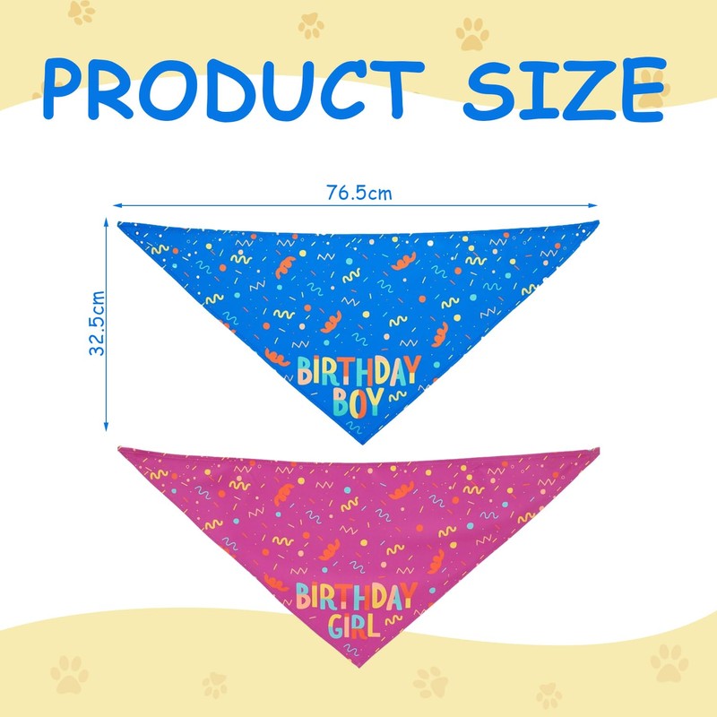 Pack of 2 Pet Triangular Scarf, Birthday Printed Triangular Scarf,