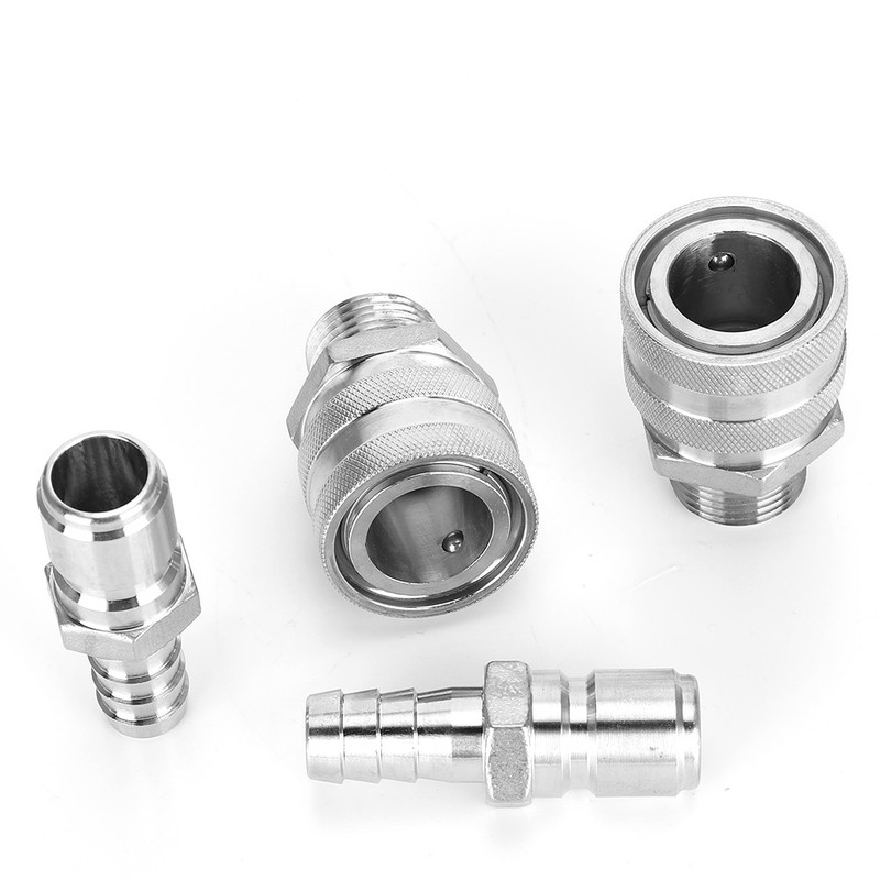 4pcs G1/2in Thread Stainless Steel Quick Connector Adapter Fitting for