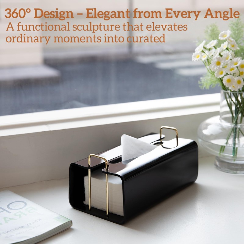 Acrylic Tissue Box Holder Rectangle​ with Curved Design - Decorative