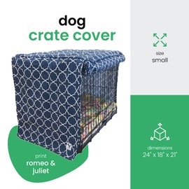 Molly Mutt Romeo & Juliet Dog Crate Cover, 100% Cotton Canvas Cover with 2 Roll-Up Panels, Ideal for Dog or Cat Crate, Durable, Washable, and Free of Harmful Chemicals, 24" x 18" x 21"