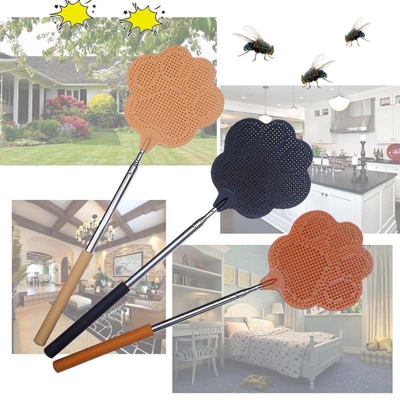 3Pcs Extendable Fly Swatter Manual, Telescopic Fly Swatters Heavy Duty