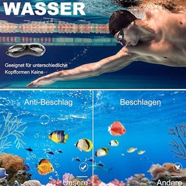 SOZOMO Kit de Natación 7 en 1,Gafas Ajustables con Protección UV, bolsa impermeable para teléfono, Bolsa de Natación,Gorro de Natación, Auriculares y Clips para la Nariz, para Hombres y Mujeres.