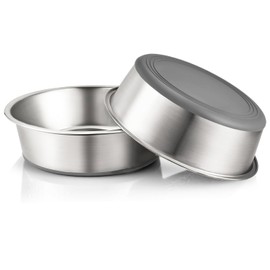 2 Pack Stainless Steel Metal Dog Bowls, Nonslip Rubber Bottom, Dishwasher Safe, Easy to Clean, Each Holds 4 US Cup (8 Cup)