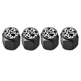 4 Pcs Tire Valve Stem Caps Cover, Metal Air Valve Cap, Aluminum Car Wheel Stem Caps, Universal Stem Covers for Cars, Trucks, Bikes, Motorcycles, Corrosion Resistant (Leopard Print White)