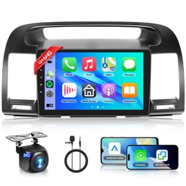 4+64G Android Car Radio Stereo for Toyota Camry 2000-2006 with Wireless Carplay Android Auto, 9'' Touch Screen Head Unit with Bluetooth Mirror Link GPS Navigation WiFi FM/RDS DSP AHD Backup Camera SWC