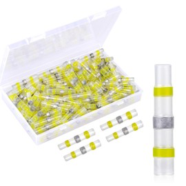 150PCS Solder Seal Wire Connectors, Duogalia AWG 12-10 Yellow Heat Shrink Butt Connectors Waterproof Insulated Wire Splice Terminals for Marine Automotive Boat Wire Joint