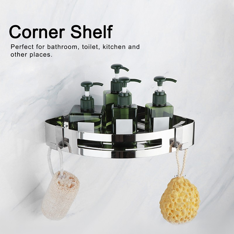304 Stainless Steel Hollow Triangular Corner Shelf Shampoo Storage Rack