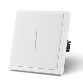 MVAVA Light Switch Single 1 Way Light Switch Flush-Mounted with Spring Connections Toggle Switch with LED Indicator Light 80 mm x 80 mm White