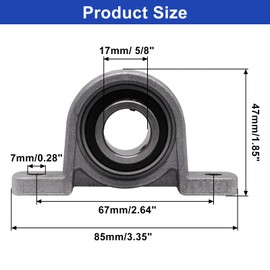 S SYDIEN 5/8 inch Pillow Block Bearing 4Pcs, 17mm ID Mounted Pillow Block Bearings, Vertical Zinc Alloy Steel Mounted Flange Bearing, Self Alignment, KP003