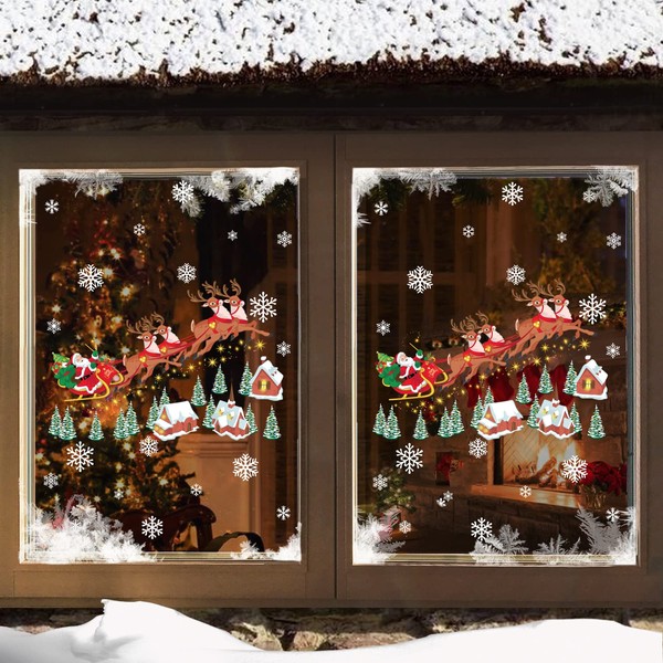 Christmas Stained Glass Robin Tree Santa Father Christmas Bauble Snowflake