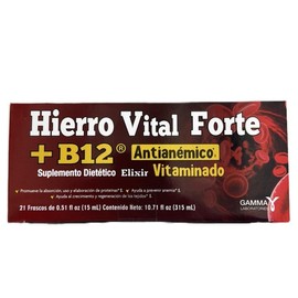 Hierro Vital + B12 Antianemic Supplement – 21 Bottles x 15ml | Supports Healthy Aging, Energy & Blood Health | Dietary Vitamin B12 Formula