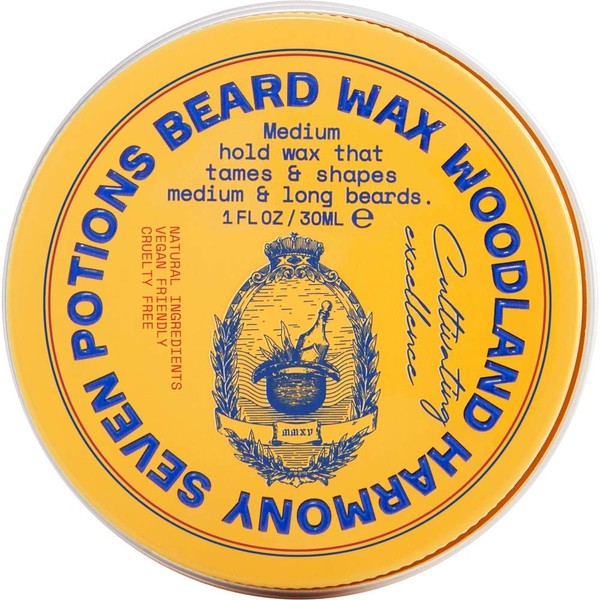 Seven Potions Beard Wax 1 oz. Natural Beard Styling Wax For Medium Hold. Shape And Nourish Your Beard While Looking Natural. Doesn't Make The Beard Stiff (Woodland Harmony)