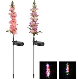 KAIOLED Solar Delphinium Flowers Lights Waterproof Color Lights Upgraded Solar Panel 2 Light Modes Solar Waterproof LED Solar Lights Outdoor for Yard Garden Lawn Pathway Decoration (2)