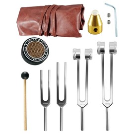 Diapasones para sanación 528Hz 432Hz 136.1Hz 128Hz, diapasón de aleación de aluminio con patas y activador, martillo reflectante y bolsa de cuero, fre