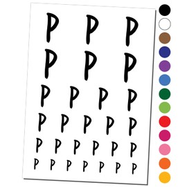 Letter P Uppercase Felt Marker Font Temporary Tattoo Water Resistant Fake Body Art Set Collection - Black (One Sheet)