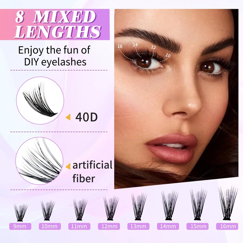 Eyelash Extensions, Eyelash Extensions, 240 Pieces, 40D Natural False Eyelashes