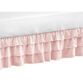 Solid Color Blush Pink Shabby Chic Girl Ruffled Crib Bed Skirt Dust Ruffle for Harper Collection by Sweet Jojo Designs