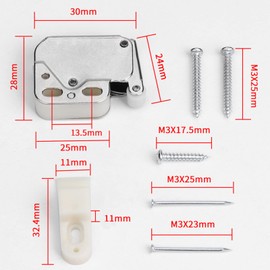 Pack of 8 Mini Spring Catches, Furniture Catches, Mini Latch Spring Latch with Mounting Plate and Screw Mini Door Lock, for Cupboards and Cupboard Doors