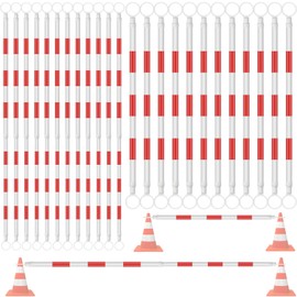 24 Pcs 3FT-6.56FT Retractable Cone Bar Extendable Safety Cone Bars(Cones NOT Included), 36inch-78.72inch Folding Traffic Cones Bar Red White Heavy Duty for Parking Lots, Road Construction