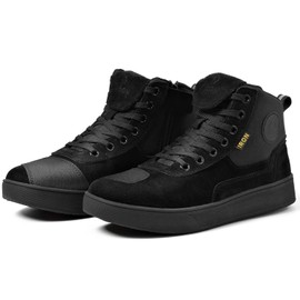 RIDEIRON Motorcycle Shoes Men Women Motorcycle Boots CE Approved, Non-Slip, Reinforced Thickened Sole, Waterproof, Breathable, Comfortable with Side Zippers and Ankle Support, Black, EU 37