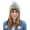 Pachamama Women Wool Bobble Beanie Hat Ear Flaps Handknitted Cute