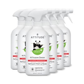 Attitude Multipurpose Cleaner, Spray Bottle, Effective Plant- and Mineral-Based Formula, Vegan and Cruelty-free, Pink Grapefruit, 27.1 Fl Oz (Pack of 6) (10186)