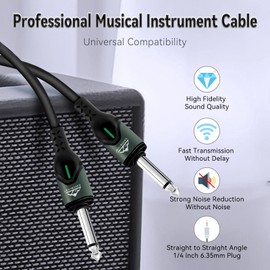 EASTROCK 1/4 Inch TRS Guitar Instrument Cable 20 Ft Straight to Straight Guitar Cord for Electric Guitar, Bass, AMP, Keyboard, Speaker, Mixer(20 Foot Black)