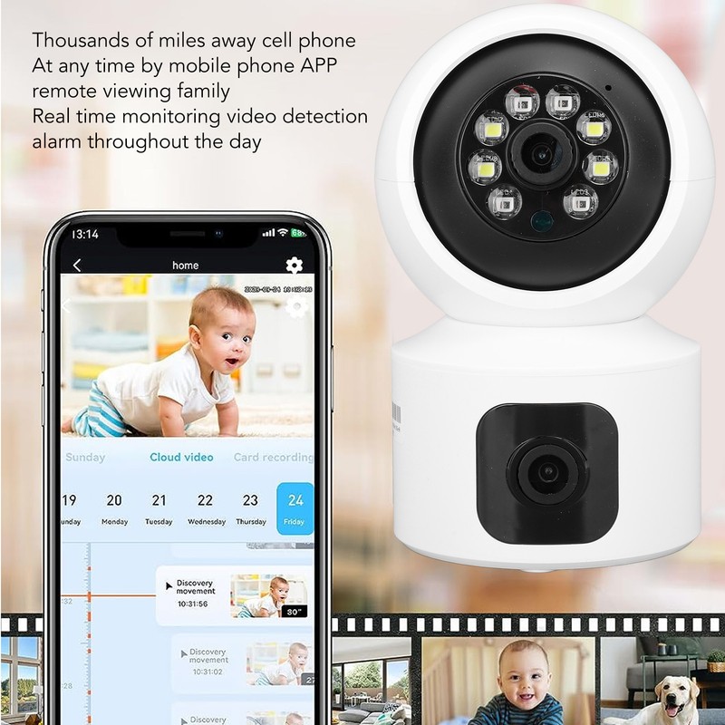Indoor Security Camera 2160x1920 Dual Lens 2 Way Talk Night
