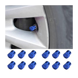 JNNJ 12 Pieces Car Tire Valve Stem Caps, Aluminum Alloy Heavy Duty Stem Covers in Hexagon Shape, Dust Proof Corrosion Resistant Tire Valve Cap, Car Exterior Accessories for Motorcycles(Blue)