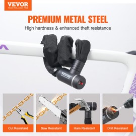 VEVOR Bike Chain Lock, 3.94 Ft Combination Bicycle Chain Lock with 3 Keys, Heavy Duty Anti-Theft High Security Bike Locks, Perfect for Bike, Motorcycle, Scooter, Bicycle, Door, Fence or Gate, 10mm
